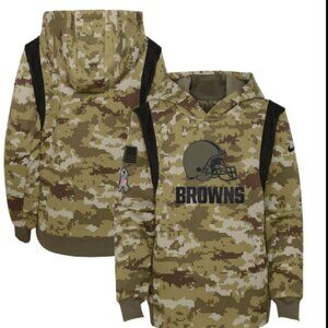 NWOT Women's Nike Olive Cleveland Browns Salute to Service Sideline Hoodie L
